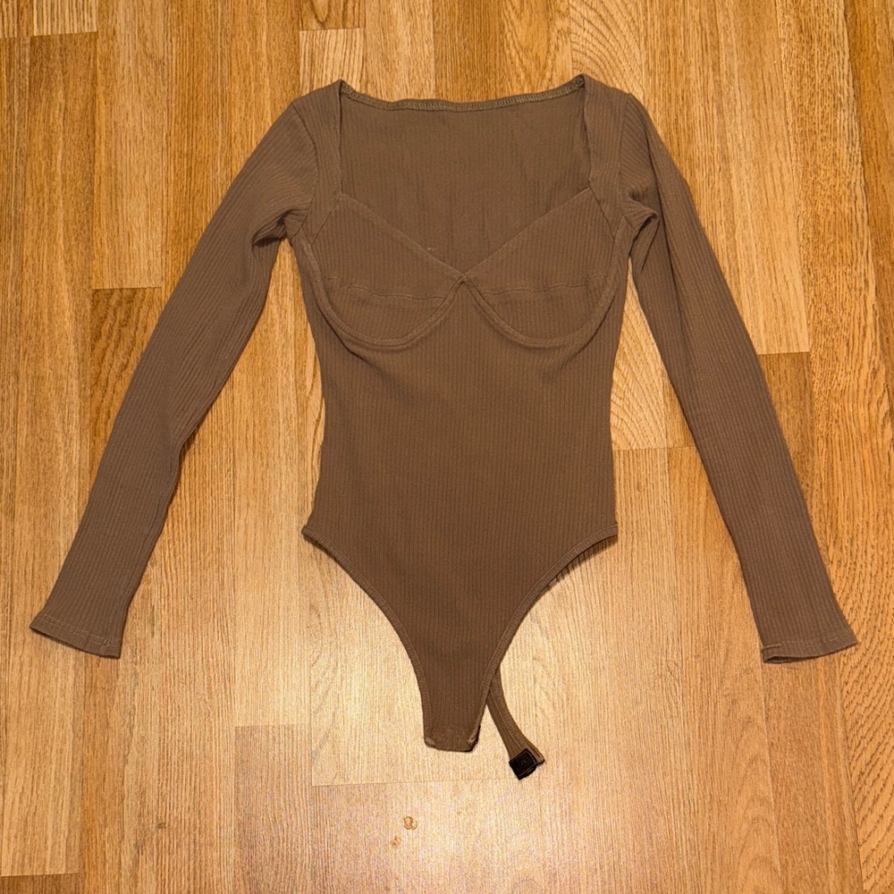 Light Brown Long Sleeve Bodysuit
